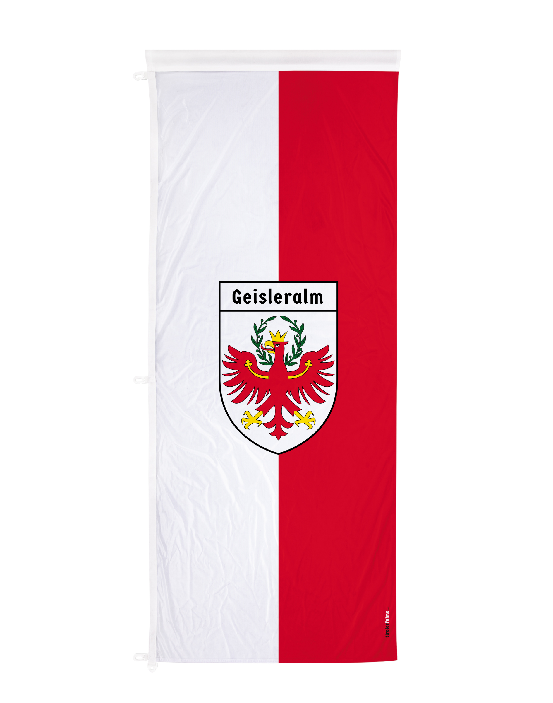 Individuelle Tirolerfahne mit Südtiroler Adler und Aufschrift im Wappenschild