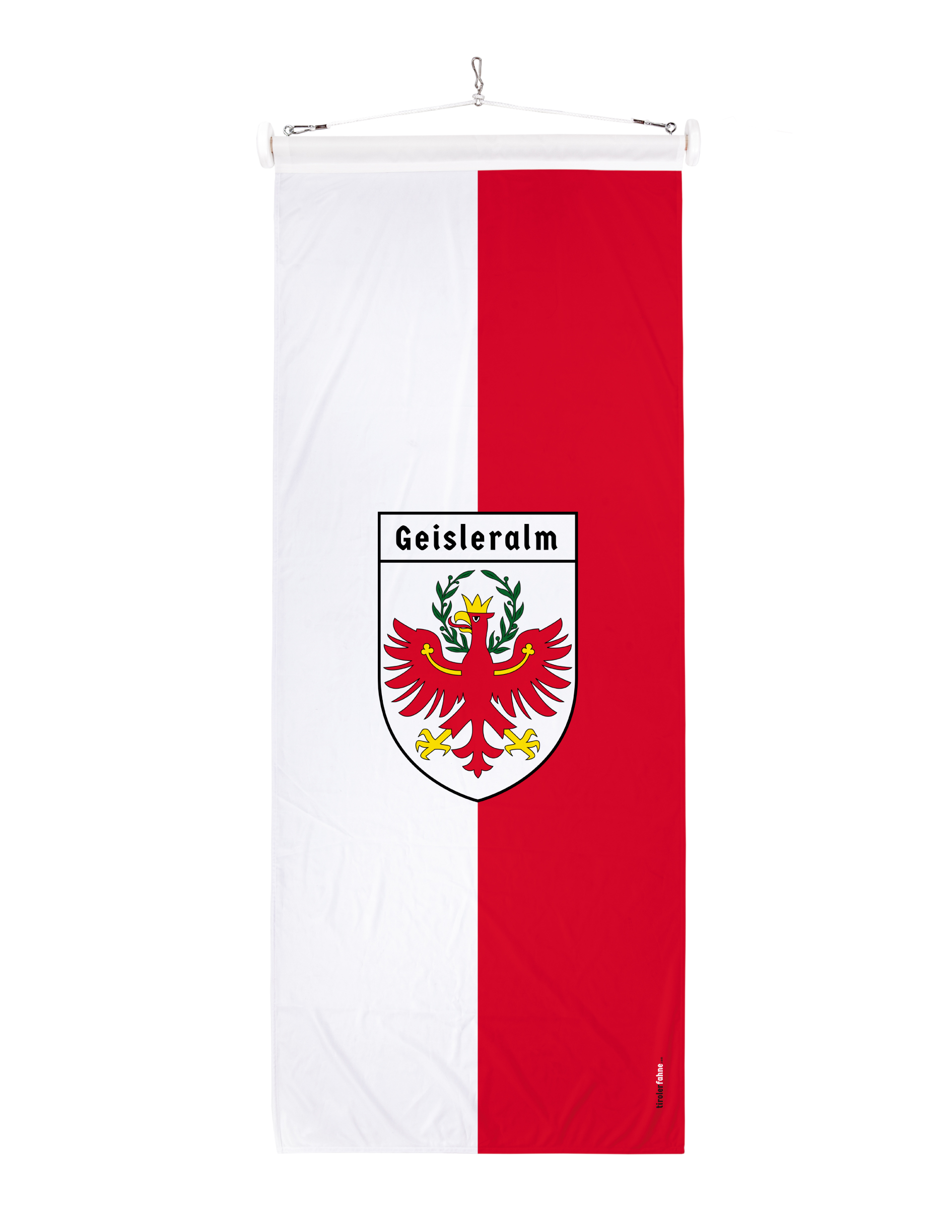 Individuelle Tirolerfahne mit Südtiroler Adler und Aufschrift im Wappenschild